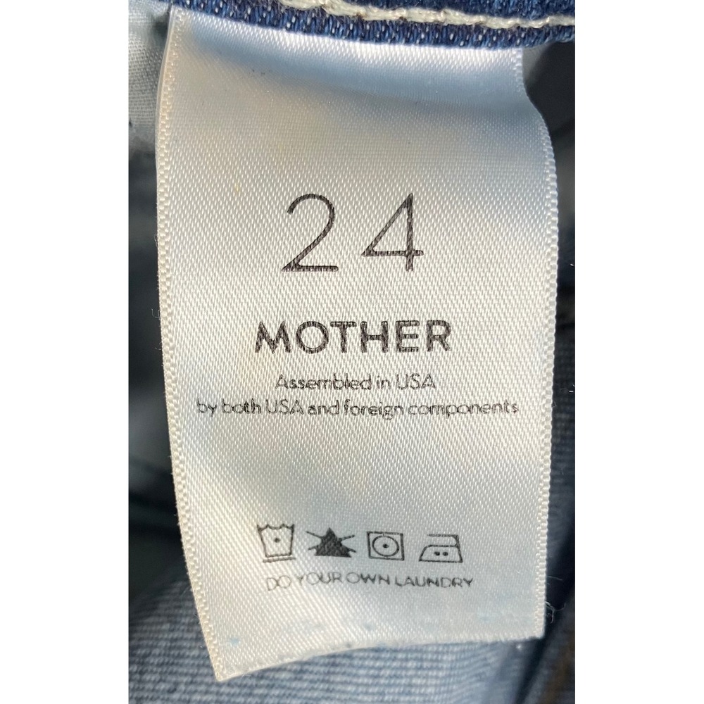 Mother The Runaway Popism Blue Flare Jeans Raw Hem High Rise Size 24 Made in USA - Picture 10 of 15